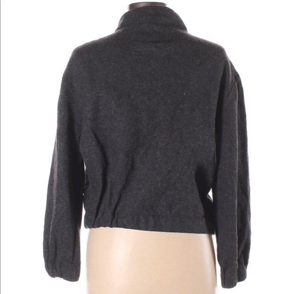 Banana Republic size L dark gray wool blend zip up front long sleeve jacket coat - Picture 2 of 13